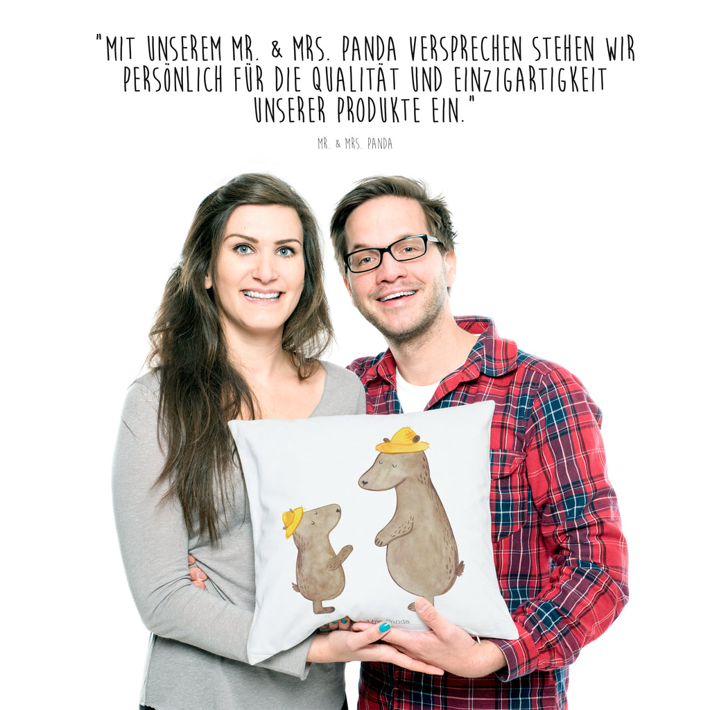 40x40 Kissen Bären mit Hut Kissenhülle, Kopfkissen, Sofakissen, Dekokissen, Motivkissen, Familie, Vatertag, Muttertag, Bruder, Schwester, Mama, Papa, Oma, Opa, Bär, Bären, Vater, Papi, Paps, Dad, Daddy, Lieblingsmensch, Sohn, Söhne, Kind, Kinder, Vater-Sohn, Family, Vorbild