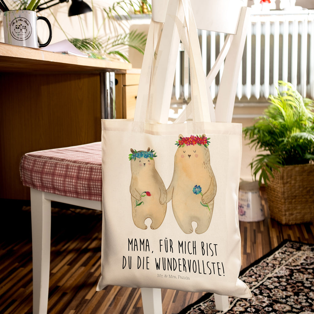 Tragetasche Bären mit Blumenkranz Beuteltasche, Beutel, Einkaufstasche, Jutebeutel, Stoffbeutel, Familie, Vatertag, Muttertag, Bruder, Schwester, Mama, Papa, Oma, Opa, Bär, Bären, Mutter, Mutti, Mami, Lieblingsmensch, Lieblingsmama, beste Mutter, weltbeste Mama, Geschenk Mama. Muttertag, Tochter, Kind, Kinder, Töchter, Family, Vorbild
