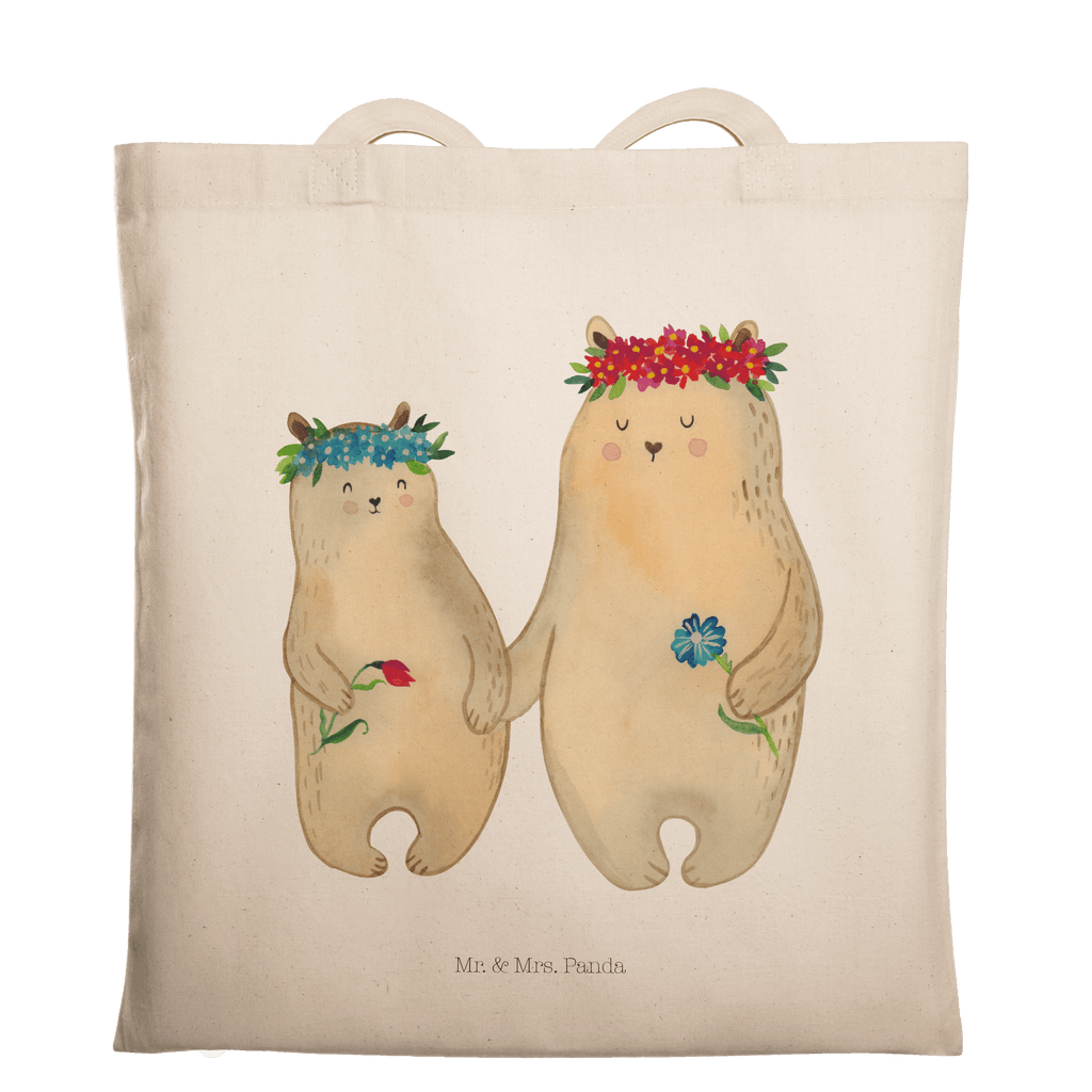 Tragetasche Bären mit Blumenkranz Beuteltasche, Beutel, Einkaufstasche, Jutebeutel, Stoffbeutel, Familie, Vatertag, Muttertag, Bruder, Schwester, Mama, Papa, Oma, Opa, Bär, Bären, Mutter, Mutti, Mami, Lieblingsmensch, Lieblingsmama, beste Mutter, weltbeste Mama, Geschenk Mama. Muttertag, Tochter, Kind, Kinder, Töchter, Family, Vorbild
