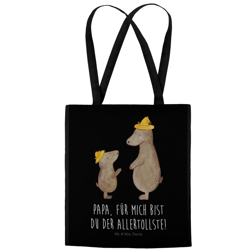 Tragetasche Bären mit Hut Beuteltasche, Beutel, Einkaufstasche, Jutebeutel, Stoffbeutel, Familie, Vatertag, Muttertag, Bruder, Schwester, Mama, Papa, Oma, Opa, Bär, Bären, Vater, Papi, Paps, Dad, Daddy, Lieblingsmensch, Sohn, Söhne, Kind, Kinder, Vater-Sohn, Family, Vorbild
