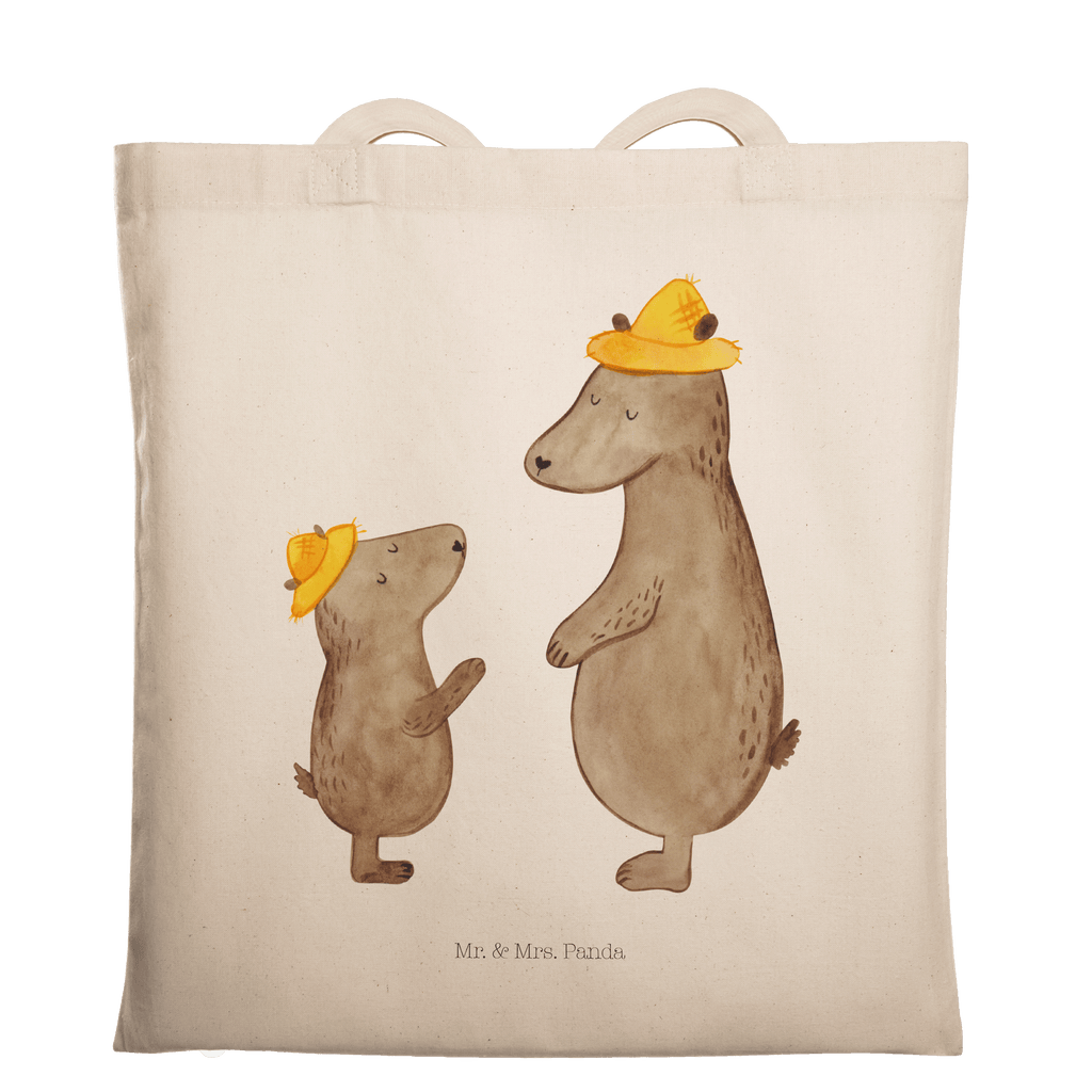 Tragetasche Bären mit Hut Beuteltasche, Beutel, Einkaufstasche, Jutebeutel, Stoffbeutel, Familie, Vatertag, Muttertag, Bruder, Schwester, Mama, Papa, Oma, Opa, Bär, Bären, Vater, Papi, Paps, Dad, Daddy, Lieblingsmensch, Sohn, Söhne, Kind, Kinder, Vater-Sohn, Family, Vorbild