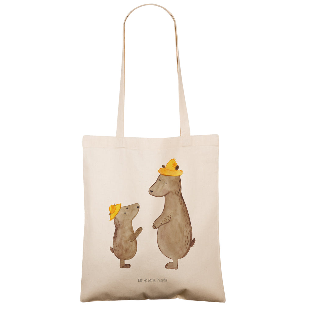 Tragetasche Bären mit Hut Beuteltasche, Beutel, Einkaufstasche, Jutebeutel, Stoffbeutel, Familie, Vatertag, Muttertag, Bruder, Schwester, Mama, Papa, Oma, Opa, Bär, Bären, Vater, Papi, Paps, Dad, Daddy, Lieblingsmensch, Sohn, Söhne, Kind, Kinder, Vater-Sohn, Family, Vorbild
