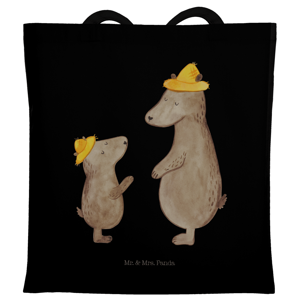 Tragetasche Bären mit Hut Beuteltasche, Beutel, Einkaufstasche, Jutebeutel, Stoffbeutel, Familie, Vatertag, Muttertag, Bruder, Schwester, Mama, Papa, Oma, Opa, Bär, Bären, Vater, Papi, Paps, Dad, Daddy, Lieblingsmensch, Sohn, Söhne, Kind, Kinder, Vater-Sohn, Family, Vorbild
