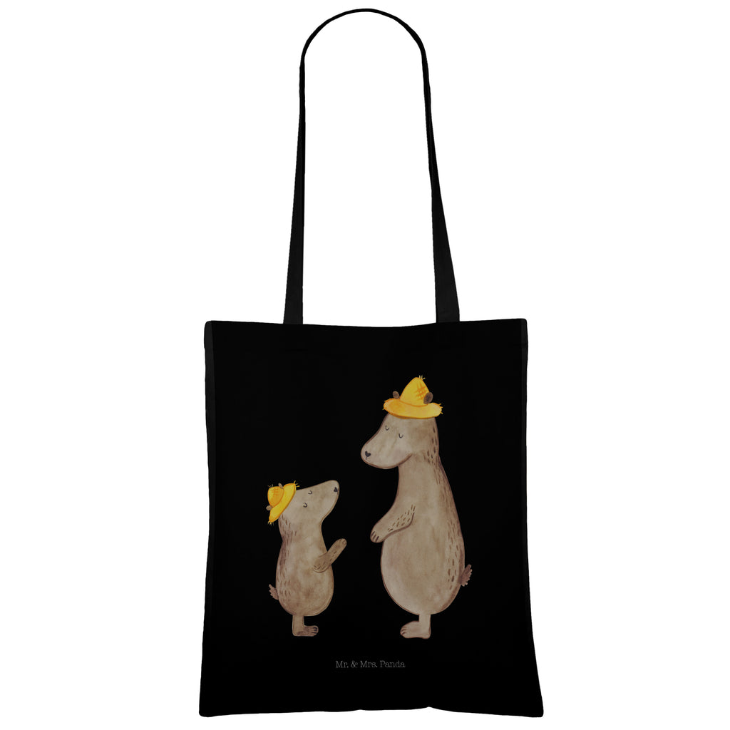Tragetasche Bären mit Hut Beuteltasche, Beutel, Einkaufstasche, Jutebeutel, Stoffbeutel, Familie, Vatertag, Muttertag, Bruder, Schwester, Mama, Papa, Oma, Opa, Bär, Bären, Vater, Papi, Paps, Dad, Daddy, Lieblingsmensch, Sohn, Söhne, Kind, Kinder, Vater-Sohn, Family, Vorbild
