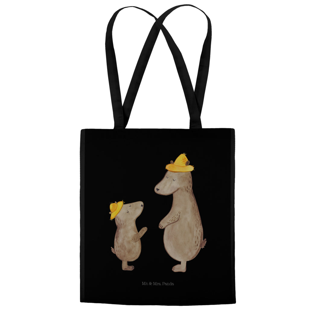 Tragetasche Bären mit Hut Beuteltasche, Beutel, Einkaufstasche, Jutebeutel, Stoffbeutel, Familie, Vatertag, Muttertag, Bruder, Schwester, Mama, Papa, Oma, Opa, Bär, Bären, Vater, Papi, Paps, Dad, Daddy, Lieblingsmensch, Sohn, Söhne, Kind, Kinder, Vater-Sohn, Family, Vorbild