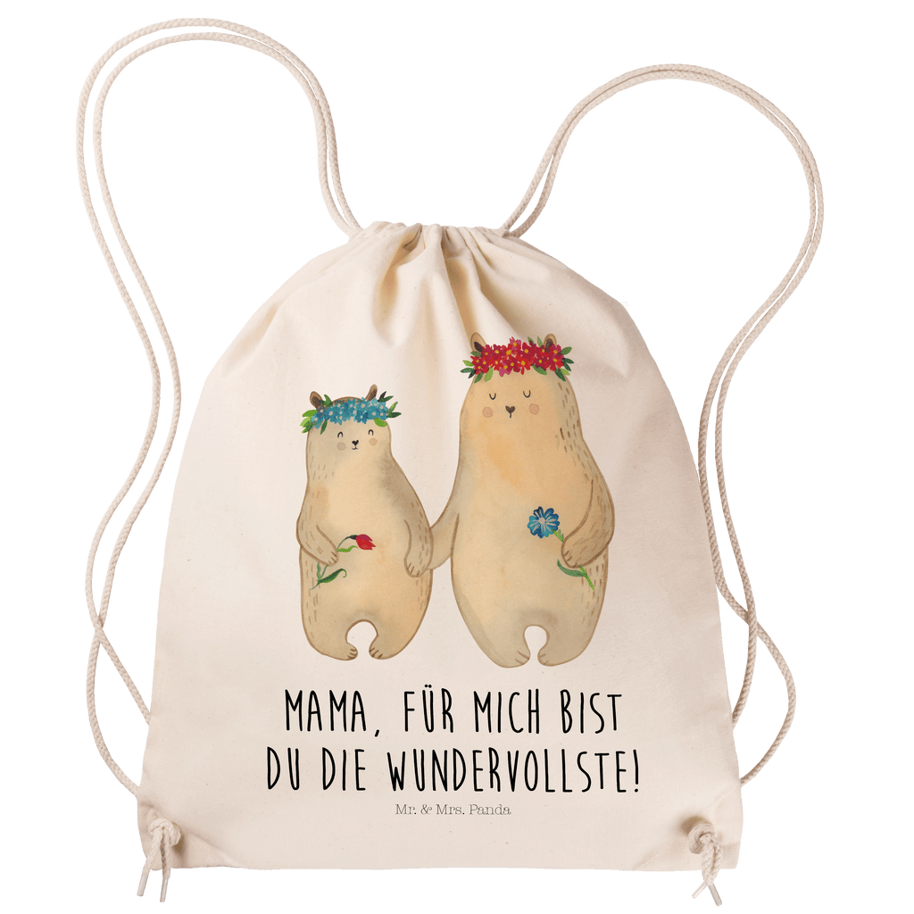Sportbeutel Bären mit Blumenkranz Turnbeutel, Beutel, Sporttasche, Tasche, Stoffbeutel, Familie, Vatertag, Muttertag, Bruder, Schwester, Mama, Papa, Oma, Opa, Bär, Bären, Mutter, Mutti, Mami, Lieblingsmensch, Lieblingsmama, beste Mutter, weltbeste Mama, Geschenk Mama. Muttertag, Tochter, Kind, Kinder, Töchter, Family, Vorbild