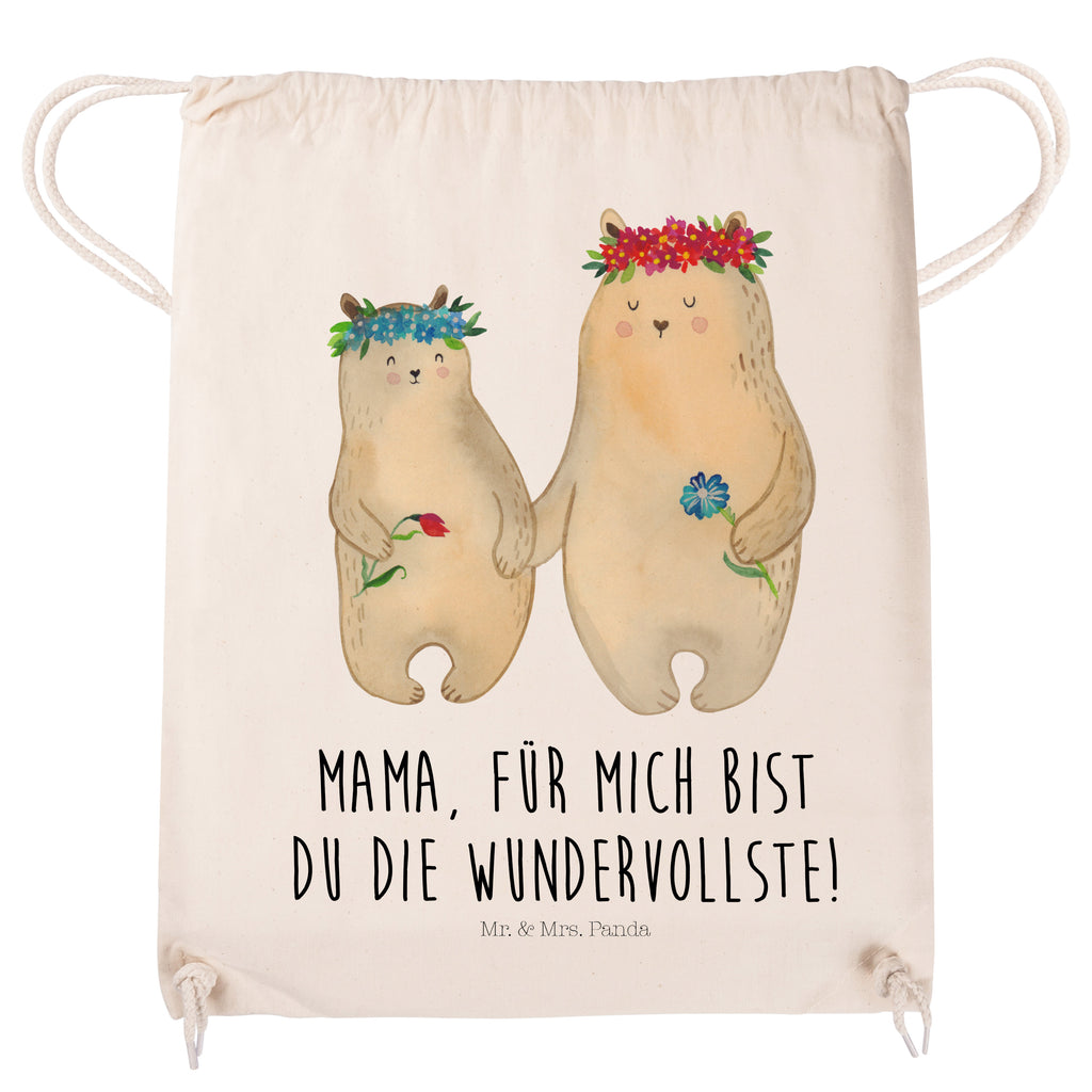Sportbeutel Bären mit Blumenkranz Turnbeutel, Beutel, Sporttasche, Tasche, Stoffbeutel, Familie, Vatertag, Muttertag, Bruder, Schwester, Mama, Papa, Oma, Opa, Bär, Bären, Mutter, Mutti, Mami, Lieblingsmensch, Lieblingsmama, beste Mutter, weltbeste Mama, Geschenk Mama. Muttertag, Tochter, Kind, Kinder, Töchter, Family, Vorbild