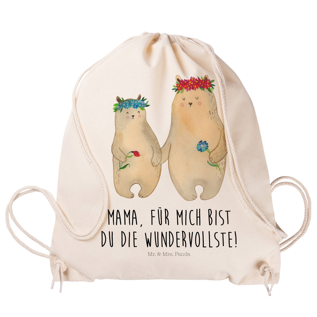 Sportbeutel Bären mit Blumenkranz Turnbeutel, Beutel, Sporttasche, Tasche, Stoffbeutel, Familie, Vatertag, Muttertag, Bruder, Schwester, Mama, Papa, Oma, Opa, Bär, Bären, Mutter, Mutti, Mami, Lieblingsmensch, Lieblingsmama, beste Mutter, weltbeste Mama, Geschenk Mama. Muttertag, Tochter, Kind, Kinder, Töchter, Family, Vorbild