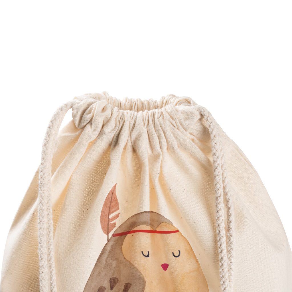 Sportbeutel Eule Federschmuck Turnbeutel, Beutel, Sporttasche, Tasche, Stoffbeutel, Eule, Eule Deko, Owl, Das Leben ist ein Abenteuer, Reisespruch, Federschmuck, Dekoration