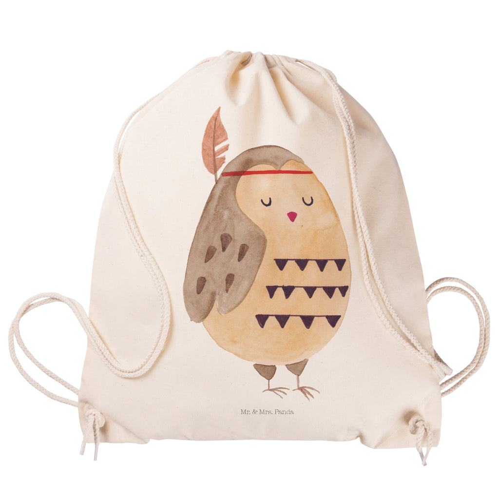 Sportbeutel Eule Federschmuck Turnbeutel, Beutel, Sporttasche, Tasche, Stoffbeutel, Eule, Eule Deko, Owl, Das Leben ist ein Abenteuer, Reisespruch, Federschmuck, Dekoration