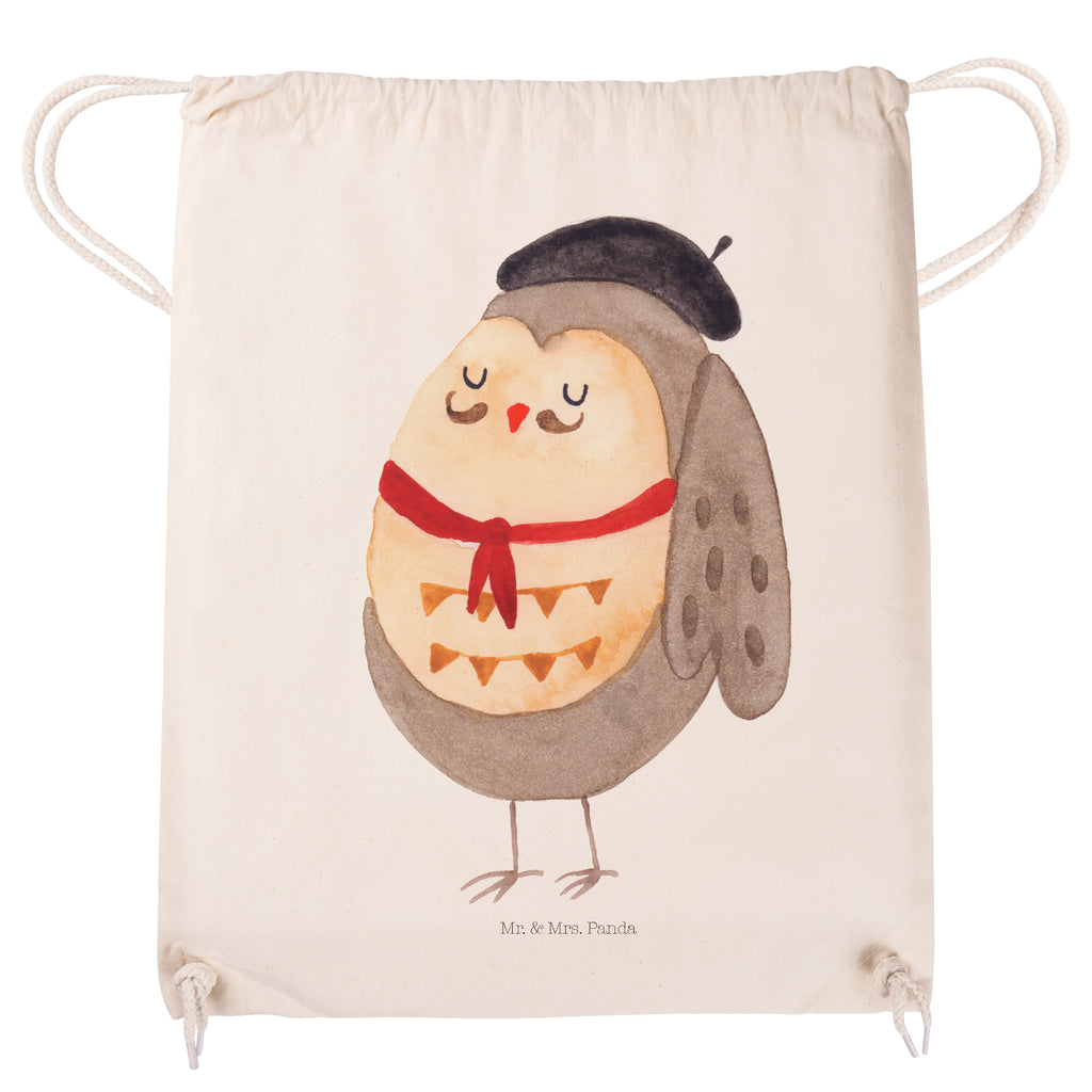 Sportbeutel Eule Französisch Turnbeutel, Beutel, Sporttasche, Tasche, Stoffbeutel, Eule, Eulen, Eule Deko, Owl, hibou, La vie est belle, das Leben ist schön, Spruch schön, Spruch Französisch, Frankreich