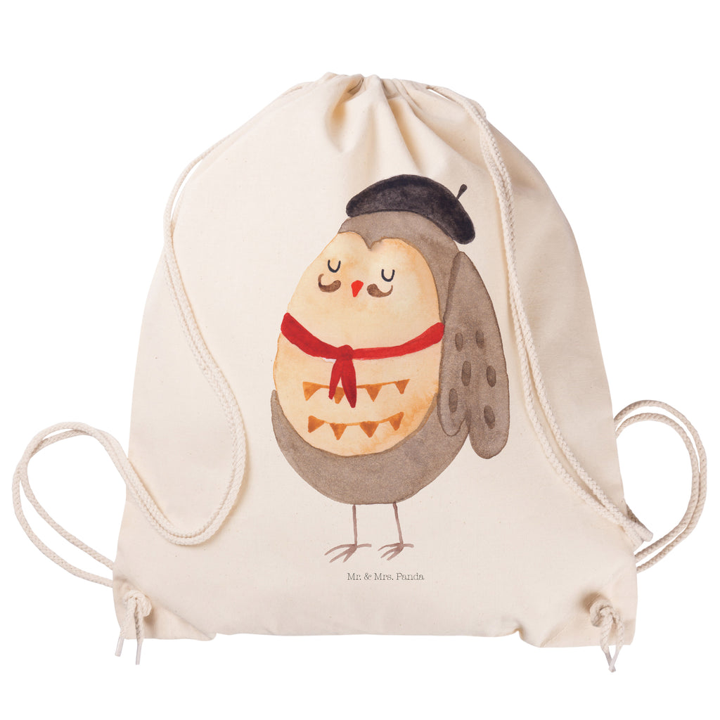 Sportbeutel Eule Französisch Turnbeutel, Beutel, Sporttasche, Tasche, Stoffbeutel, Eule, Eulen, Eule Deko, Owl, hibou, La vie est belle, das Leben ist schön, Spruch schön, Spruch Französisch, Frankreich