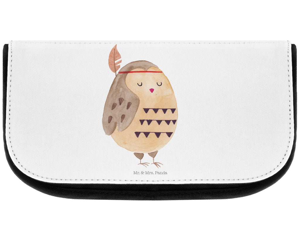 Kosmetiktasche Eule Federschmuck Kosmetikbeutel, Kulturtasche, Kulturbeutel, Schminktasche, Make-Up Tasche, Eule, Eule Deko, Owl, Das Leben ist ein Abenteuer, Reisespruch, Federschmuck, Dekoration