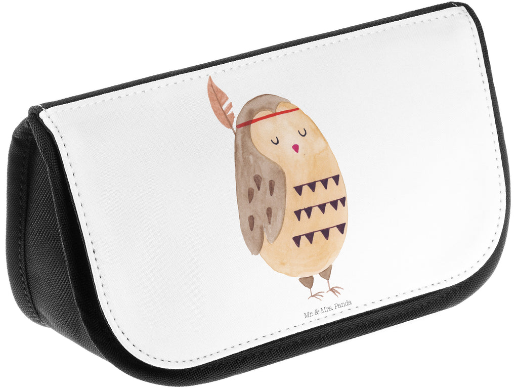 Kosmetiktasche Eule Federschmuck Kosmetikbeutel, Kulturtasche, Kulturbeutel, Schminktasche, Make-Up Tasche, Eule, Eule Deko, Owl, Das Leben ist ein Abenteuer, Reisespruch, Federschmuck, Dekoration