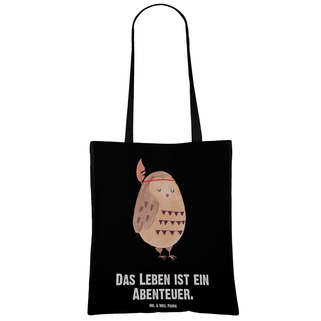 Tragetasche Eule Federschmuck Beuteltasche, Beutel, Einkaufstasche, Jutebeutel, Stoffbeutel, Eule, Eule Deko, Owl, Das Leben ist ein Abenteuer, Reisespruch, Federschmuck, Dekoration