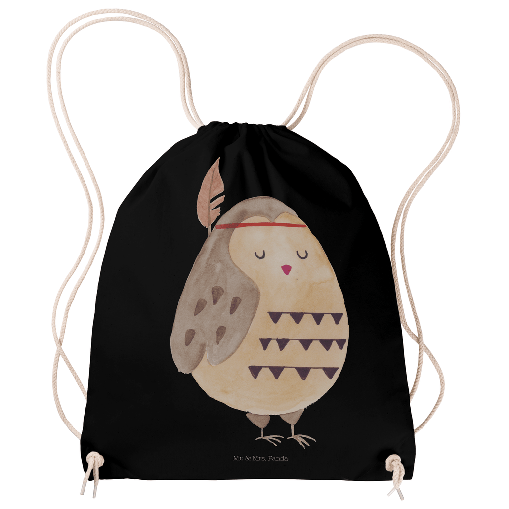 Sportbeutel Eule Federschmuck Turnbeutel, Beutel, Sporttasche, Tasche, Stoffbeutel, Eule, Eule Deko, Owl, Das Leben ist ein Abenteuer, Reisespruch, Federschmuck, Dekoration