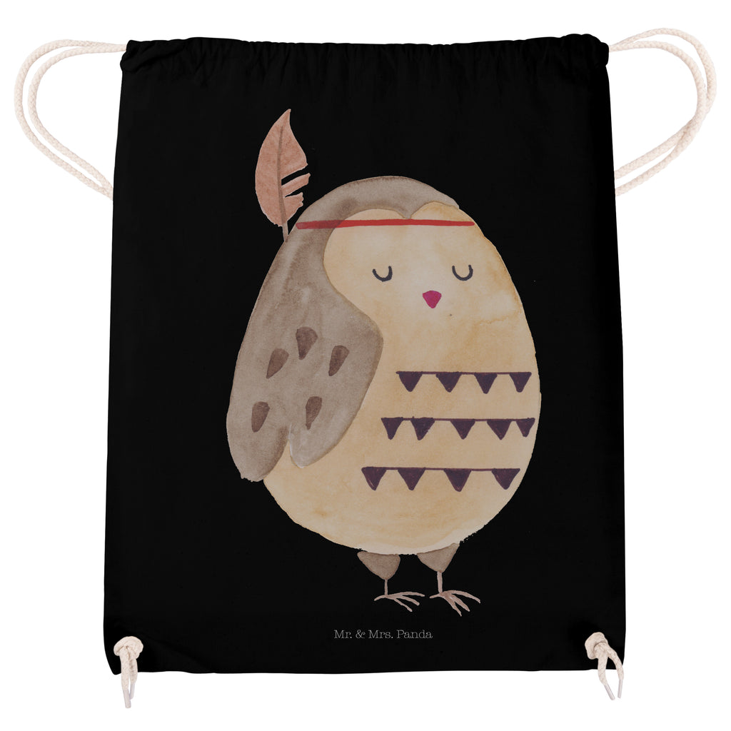 Sportbeutel Eule Federschmuck Turnbeutel, Beutel, Sporttasche, Tasche, Stoffbeutel, Eule, Eule Deko, Owl, Das Leben ist ein Abenteuer, Reisespruch, Federschmuck, Dekoration