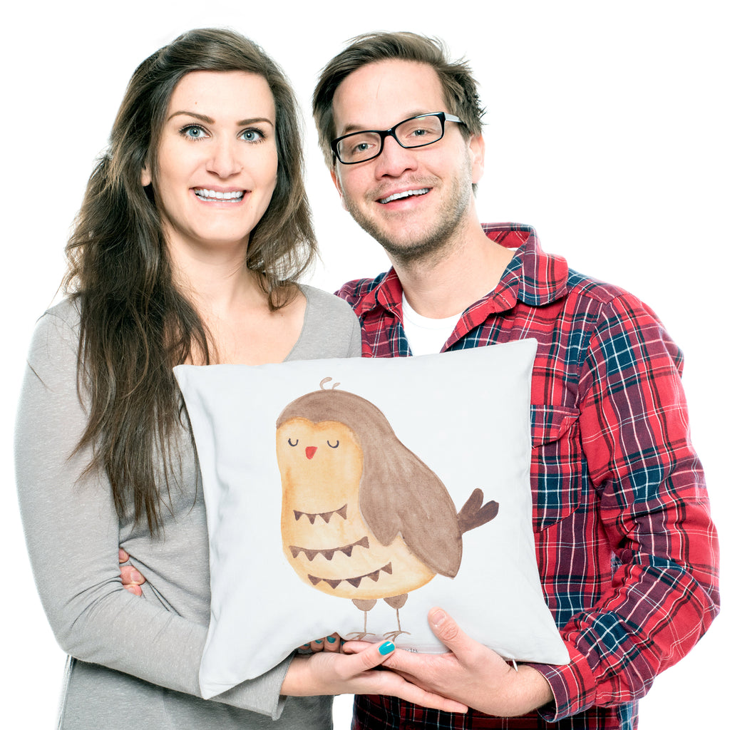 40x40 Kissen Eule Zufrieden Kissenhülle, Kopfkissen, Sofakissen, Dekokissen, Motivkissen, Eule, Eule Spruch, Eule deko, Owl, Liebe Spruch, Romantisch, Wortspiel lustig, Spruch schön, Geschenk Hochzeitstag