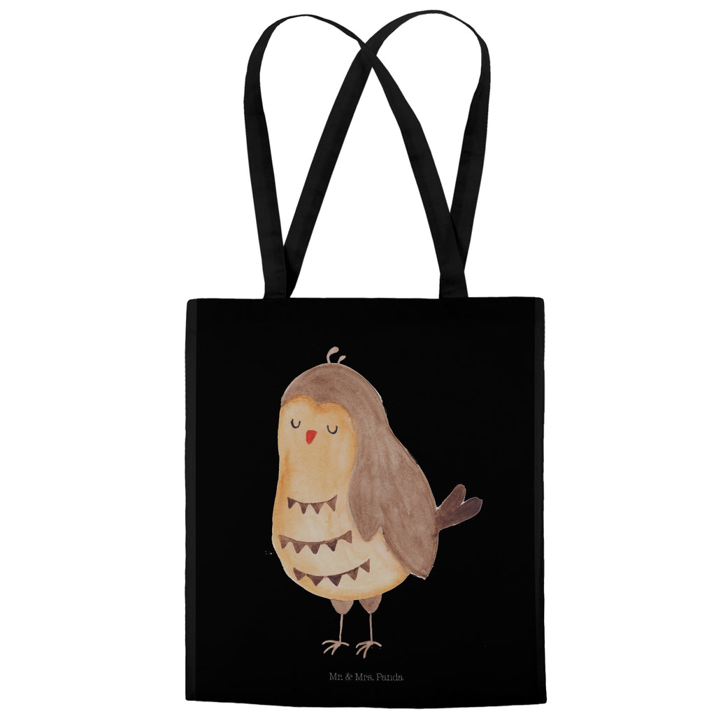 Tragetasche Eule Zufrieden Beuteltasche, Beutel, Einkaufstasche, Jutebeutel, Stoffbeutel, Eule, Eule Spruch, Eule deko, Owl, Liebe Spruch, Romantisch, Wortspiel lustig, Spruch schön, Geschenk Hochzeitstag