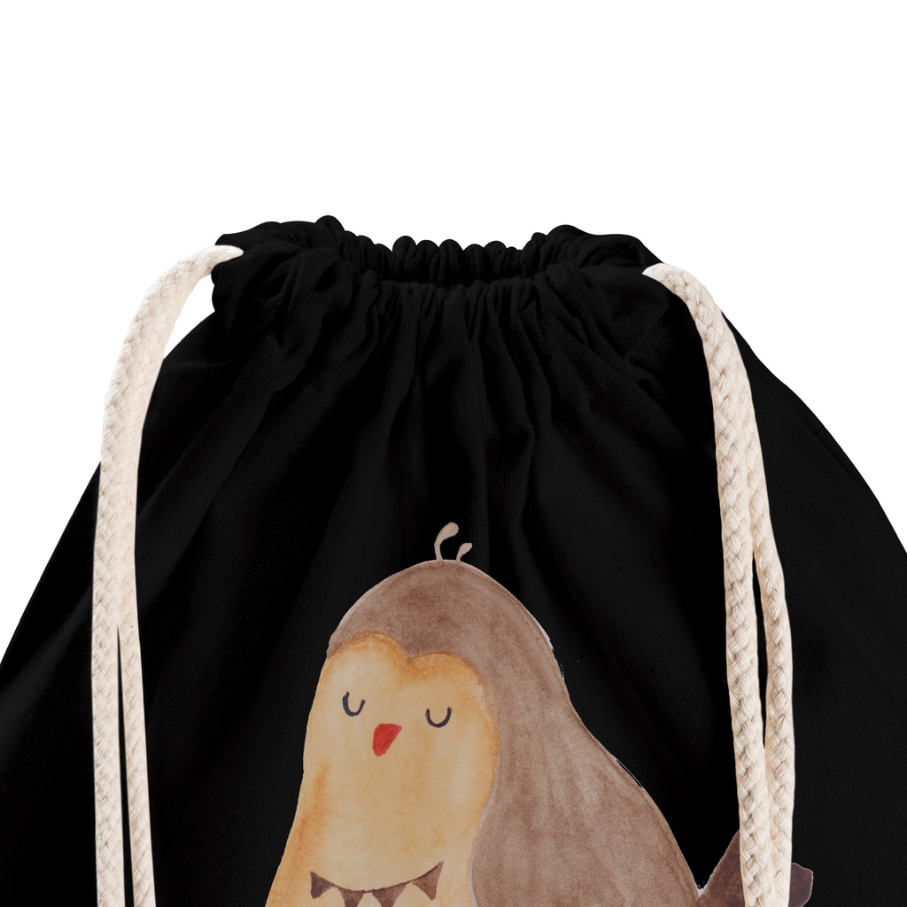 Sportbeutel Eule Zufrieden Turnbeutel, Beutel, Sporttasche, Tasche, Stoffbeutel, Eule, Eule Spruch, Eule deko, Owl, Liebe Spruch, Romantisch, Wortspiel lustig, Spruch schön, Geschenk Hochzeitstag