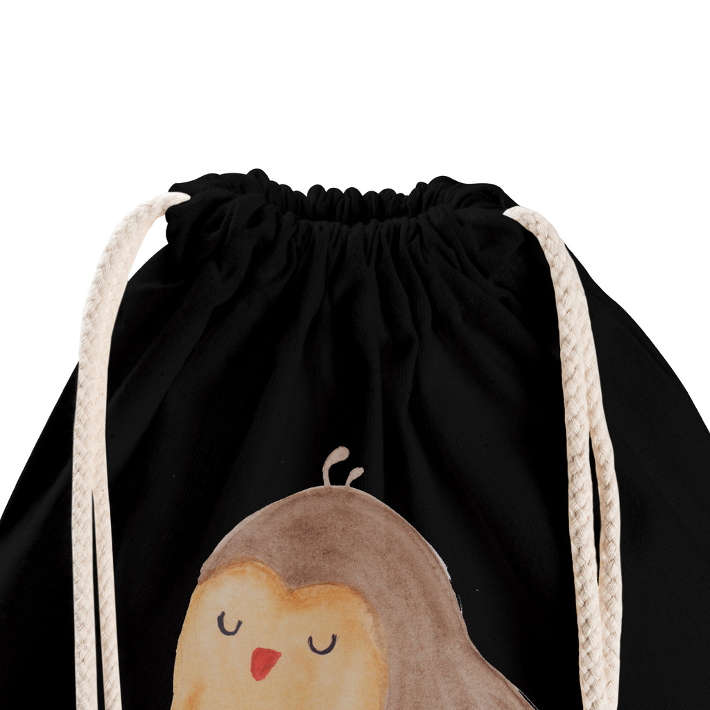 Sportbeutel Eule Zufrieden Turnbeutel, Beutel, Sporttasche, Tasche, Stoffbeutel, Eule, Eule Spruch, Eule deko, Owl, Liebe Spruch, Romantisch, Wortspiel lustig, Spruch schön, Geschenk Hochzeitstag
