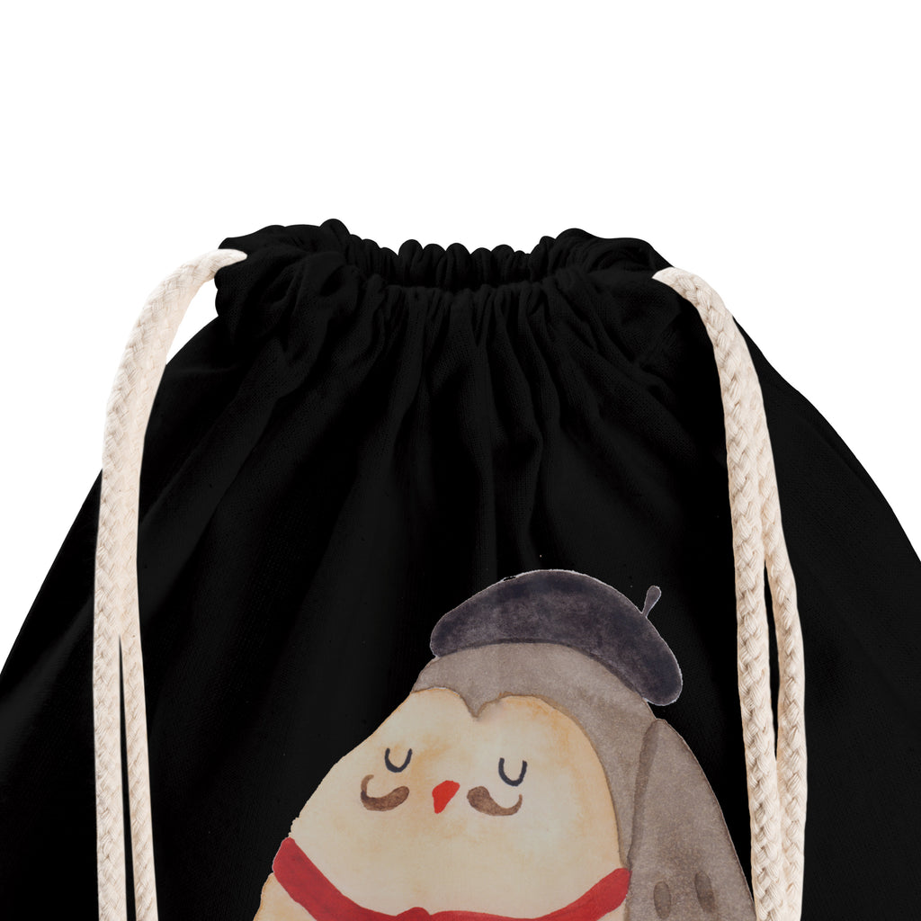Sportbeutel Eule Französisch Turnbeutel, Beutel, Sporttasche, Tasche, Stoffbeutel, Eule, Eulen, Eule Deko, Owl, hibou, La vie est belle, das Leben ist schön, Spruch schön, Spruch Französisch, Frankreich