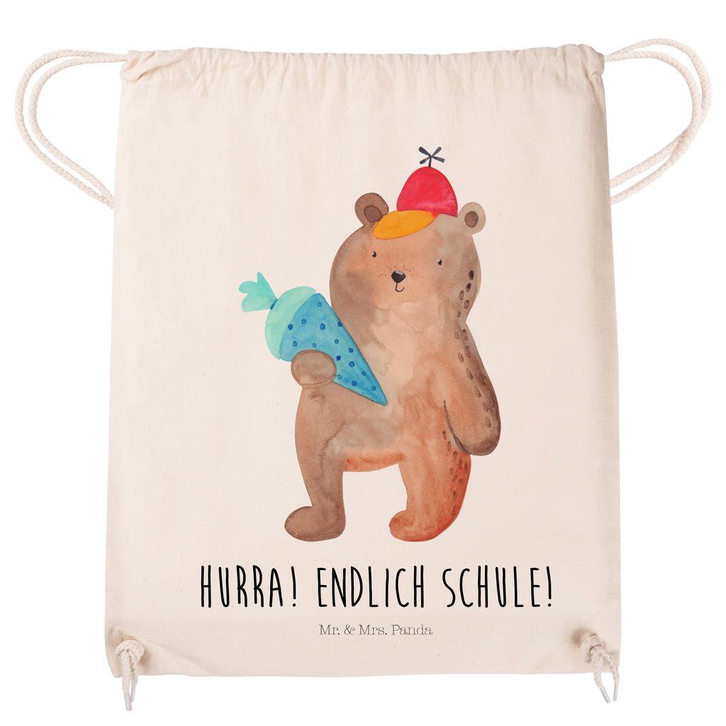 Sportbeutel Bär mit Schultüte Turnbeutel, Beutel, Sporttasche, Tasche, Stoffbeutel, Bär, Teddy, Teddybär, Bär Motiv, Schultüte, Erster Schultag Geschenk, Einschulung Geschenk, Schule Geschenk, Grundschule, Schulanfang, Schulbeginn
