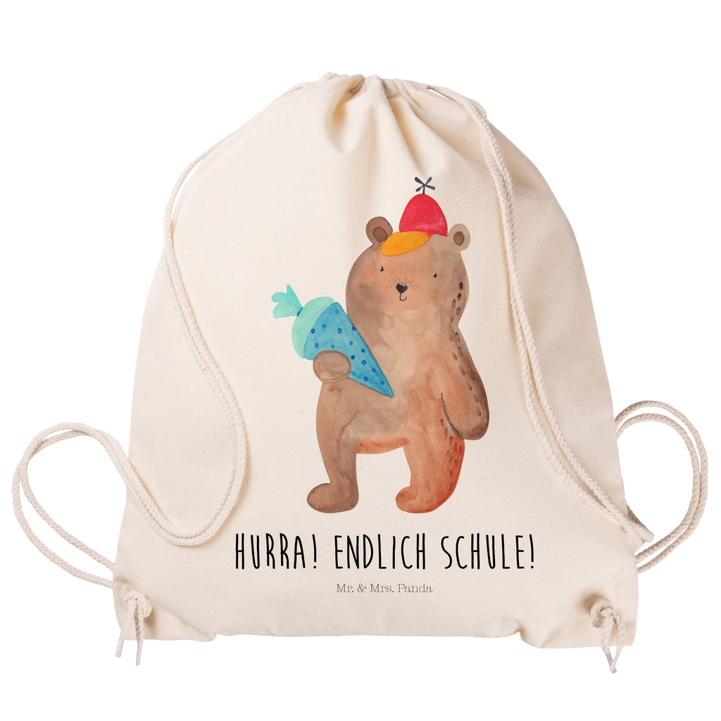 Sportbeutel Bär mit Schultüte Turnbeutel, Beutel, Sporttasche, Tasche, Stoffbeutel, Bär, Teddy, Teddybär, Bär Motiv, Schultüte, Erster Schultag Geschenk, Einschulung Geschenk, Schule Geschenk, Grundschule, Schulanfang, Schulbeginn