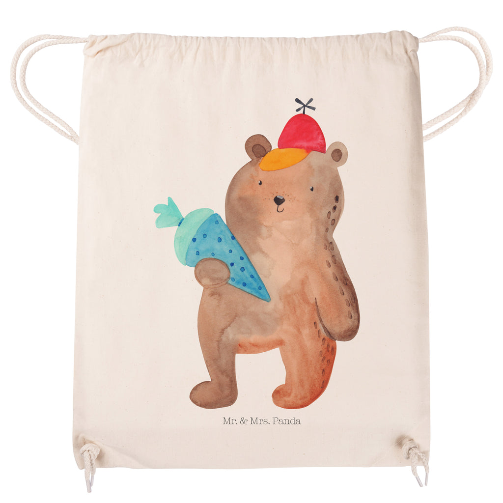 Sportbeutel Bär mit Schultüte Turnbeutel, Beutel, Sporttasche, Tasche, Stoffbeutel, Bär, Teddy, Teddybär, Bär Motiv, Schultüte, Erster Schultag Geschenk, Einschulung Geschenk, Schule Geschenk, Grundschule, Schulanfang, Schulbeginn
