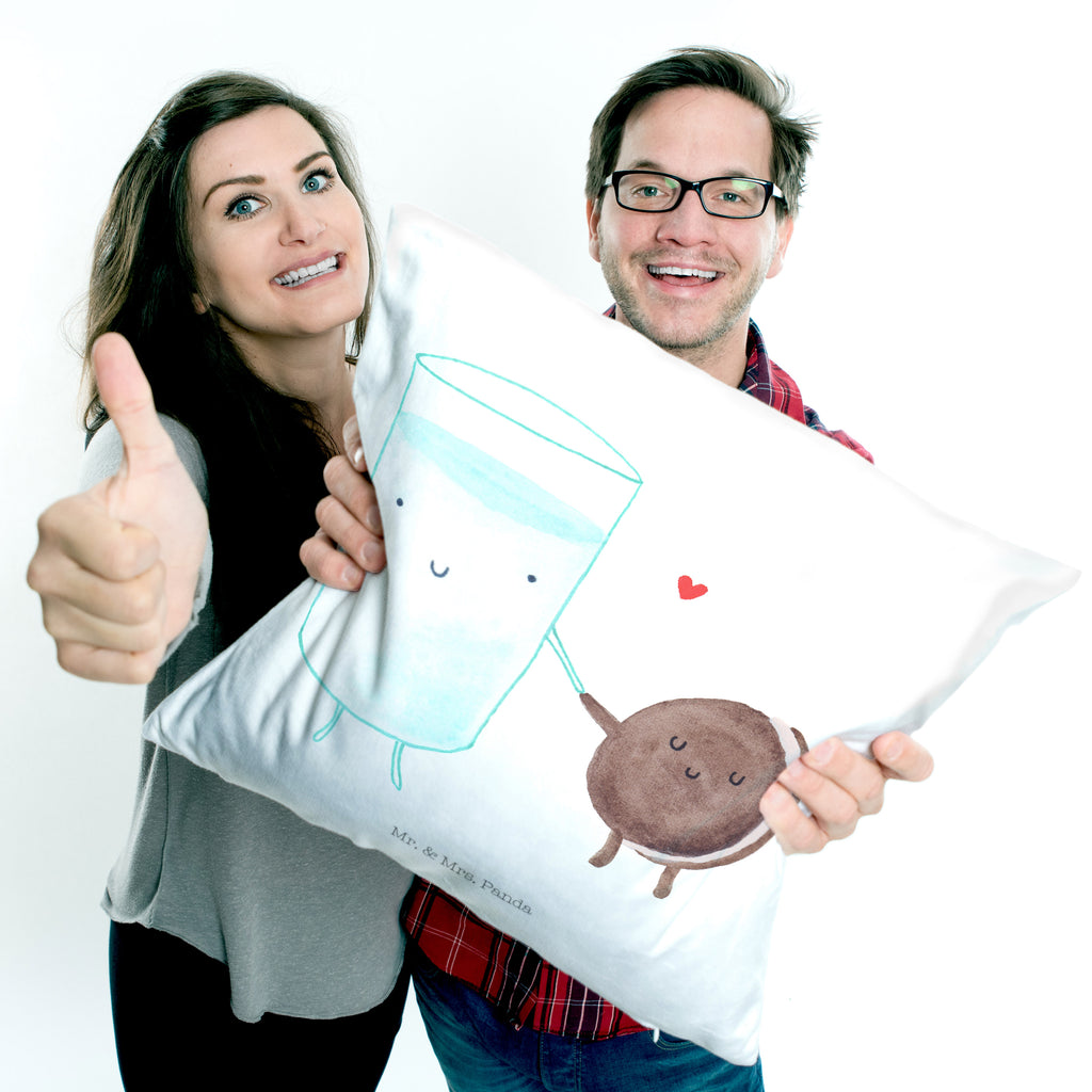 40x40 Kissen Milch & Keks Kissenhülle, Kopfkissen, Sofakissen, Dekokissen, Motivkissen, Tiermotive, Gute Laune, lustige Sprüche, Tiere, Milk, Cookie, Milch, Keks, Kekse, Kaffee, Einladung Frühstück, Motiv süß, romantisch, perfektes Paar