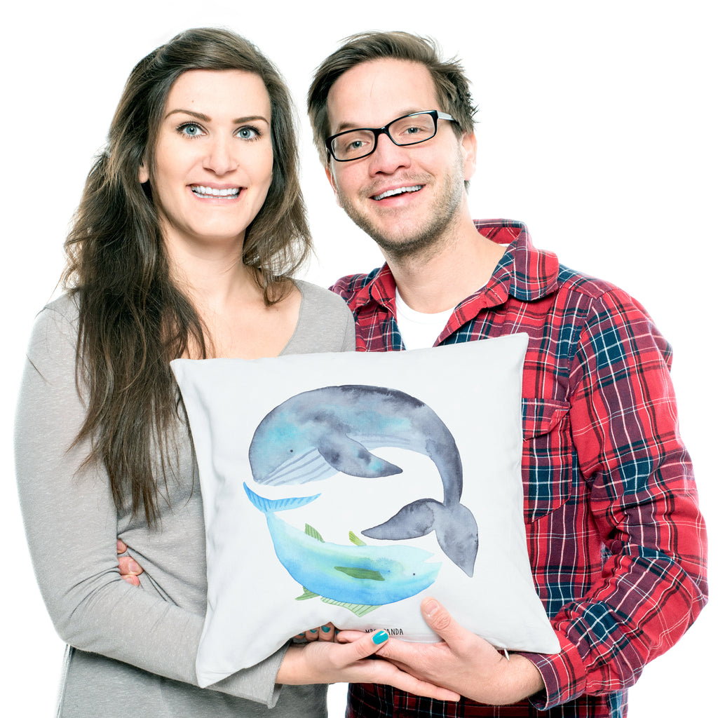 40x40 Kissen Walfisch & Thunfisch Kissenhülle, Kopfkissen, Sofakissen, Dekokissen, Motivkissen, Tiermotive, Gute Laune, lustige Sprüche, Tiere, Wal, Wahl, Tunfisch, Wortwitz lustig, Spruch lustig, Flachwitz, Witz, Spruch des Tages, Flachwitz Geschenk