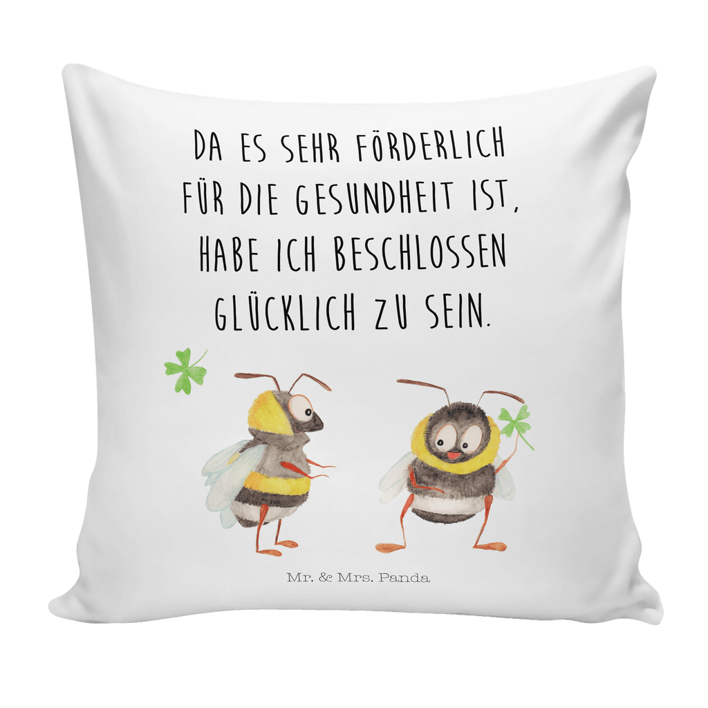 40x40 Kissen Hummeln mit Kleeblatt Kissenhülle, Kopfkissen, Sofakissen, Dekokissen, Motivkissen, Tiermotive, Gute Laune, lustige Sprüche, Tiere, Hummel, Biene, Spruch positiv, Biene Deko, Spruch schön, glücklich sein, glücklich werden, Spruch fröhlich