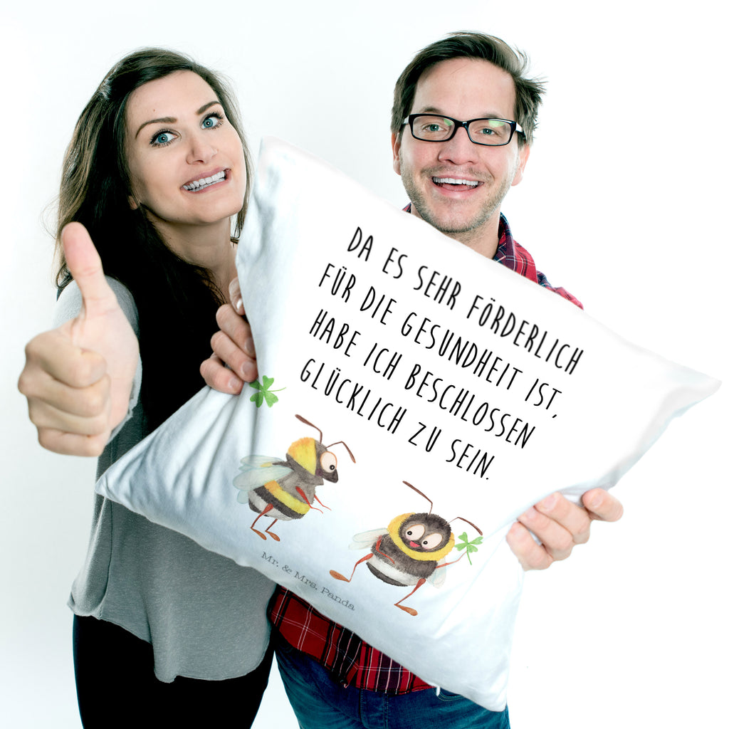 40x40 Kissen Hummeln mit Kleeblatt Kissenhülle, Kopfkissen, Sofakissen, Dekokissen, Motivkissen, Tiermotive, Gute Laune, lustige Sprüche, Tiere, Hummel, Biene, Spruch positiv, Biene Deko, Spruch schön, glücklich sein, glücklich werden, Spruch fröhlich