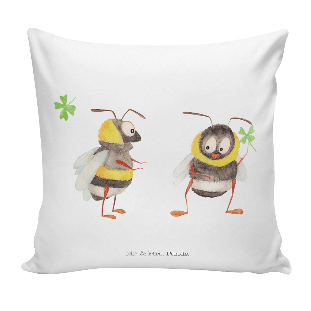 40x40 Kissen Hummeln mit Kleeblatt Kissenhülle, Kopfkissen, Sofakissen, Dekokissen, Motivkissen, Tiermotive, Gute Laune, lustige Sprüche, Tiere, Hummel, Biene, Spruch positiv, Biene Deko, Spruch schön, glücklich sein, glücklich werden, Spruch fröhlich