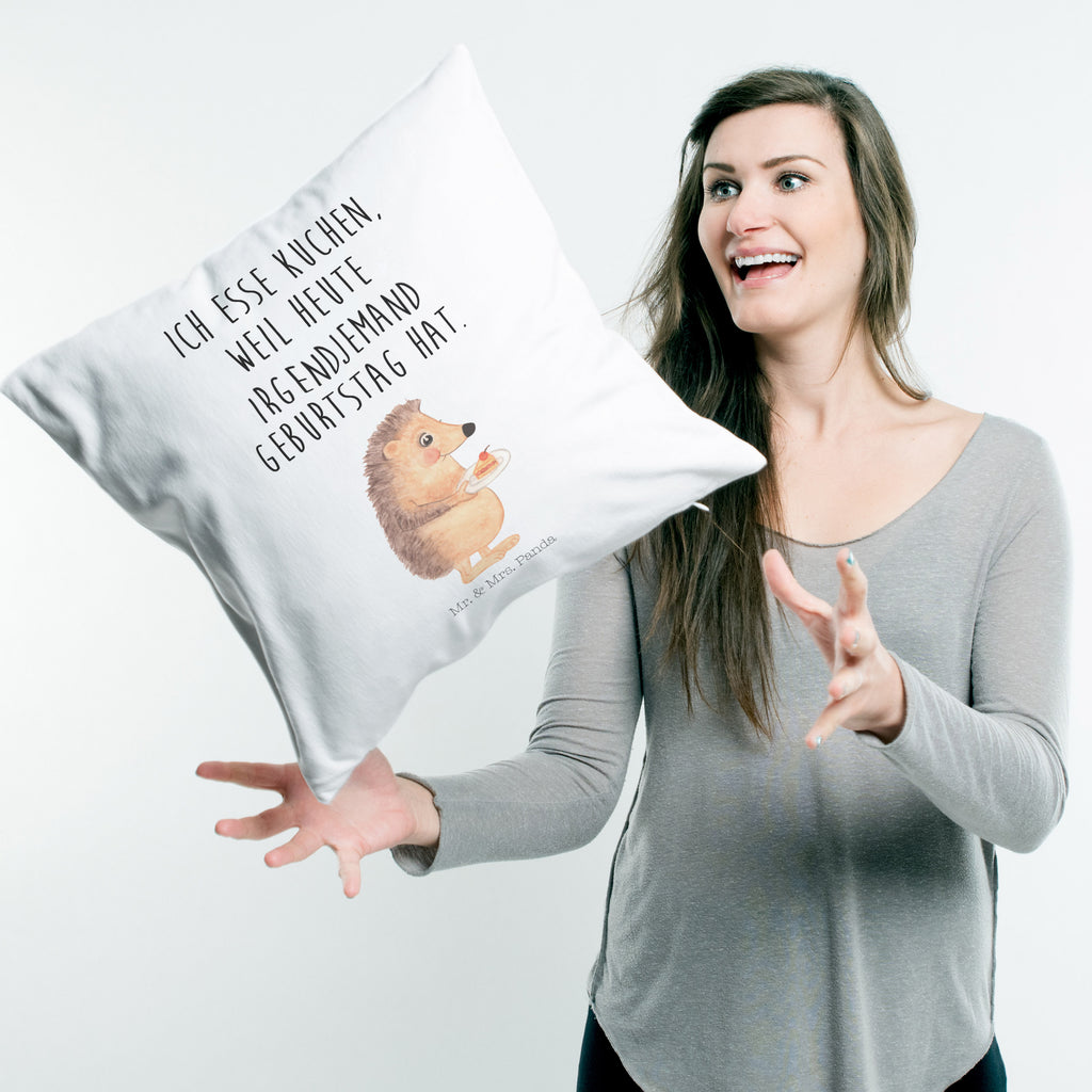 40x40 Kissen Igel mit Kuchenstück Kissenhülle, Kopfkissen, Sofakissen, Dekokissen, Motivkissen, Tiermotive, Gute Laune, lustige Sprüche, Tiere, Igel, Essen Spruch, Kuchen, Backen Geschenk, Kuchen backen, Einladung Party, Geburtstagskuchen, Torte