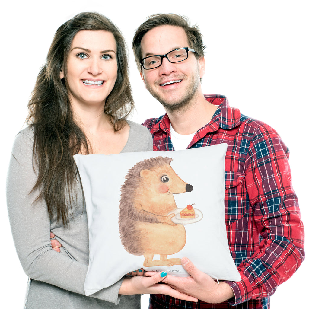 40x40 Kissen Igel mit Kuchenstück Kissenhülle, Kopfkissen, Sofakissen, Dekokissen, Motivkissen, Tiermotive, Gute Laune, lustige Sprüche, Tiere, Igel, Essen Spruch, Kuchen, Backen Geschenk, Kuchen backen, Einladung Party, Geburtstagskuchen, Torte