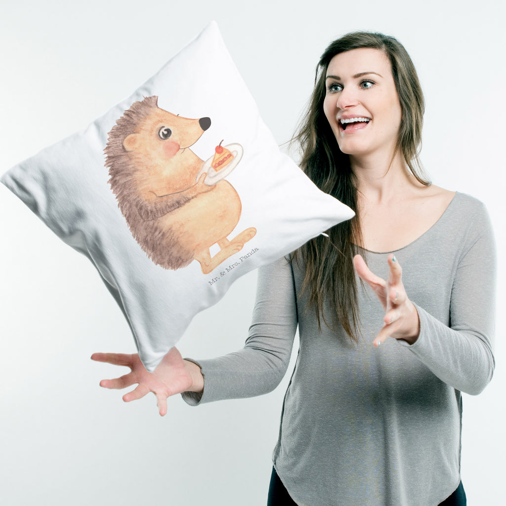 40x40 Kissen Igel mit Kuchenstück Kissenhülle, Kopfkissen, Sofakissen, Dekokissen, Motivkissen, Tiermotive, Gute Laune, lustige Sprüche, Tiere, Igel, Essen Spruch, Kuchen, Backen Geschenk, Kuchen backen, Einladung Party, Geburtstagskuchen, Torte