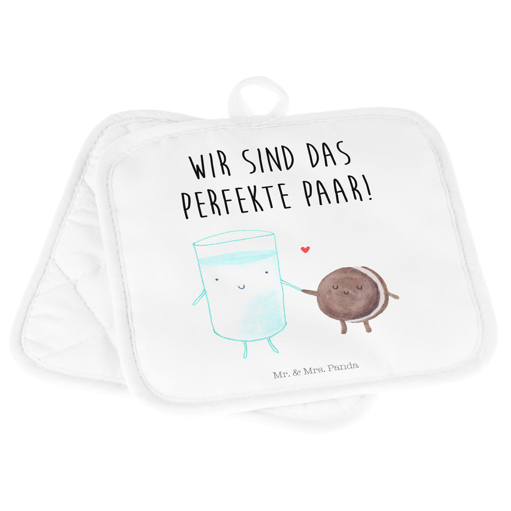 2er Set Topflappen  Milch & Keks Topflappen, Topfuntersetzer, Ofenhandschuh, Topflappen Set, Topflappen lustig, Topflappen mit Spruch, Tiermotive, Gute Laune, lustige Sprüche, Tiere, Milk, Cookie, Milch, Keks, Kekse, Kaffee, Einladung Frühstück, Motiv süß, romantisch, perfektes Paar