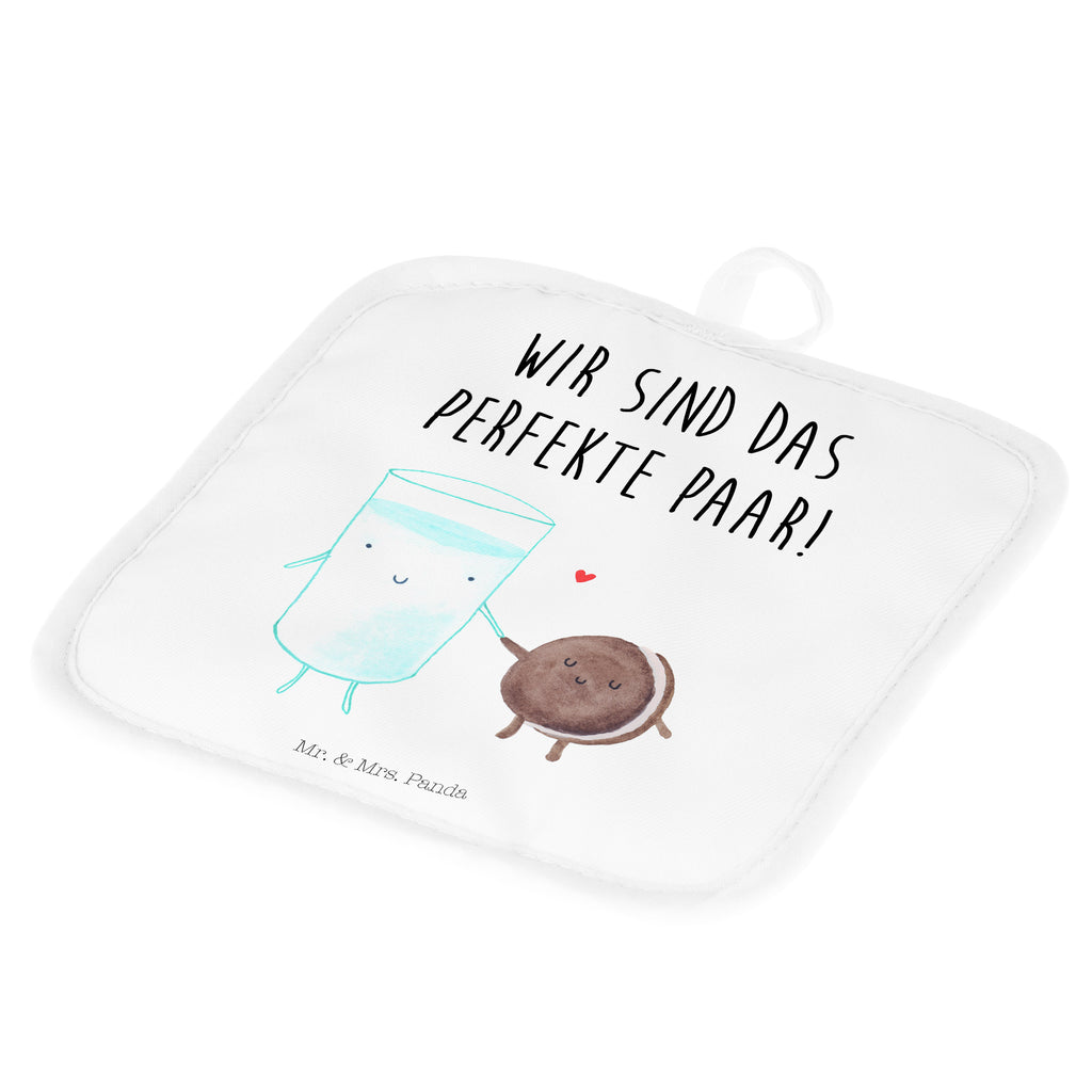 2er Set Topflappen  Milch & Keks Topflappen, Topfuntersetzer, Ofenhandschuh, Topflappen Set, Topflappen lustig, Topflappen mit Spruch, Tiermotive, Gute Laune, lustige Sprüche, Tiere, Milk, Cookie, Milch, Keks, Kekse, Kaffee, Einladung Frühstück, Motiv süß, romantisch, perfektes Paar