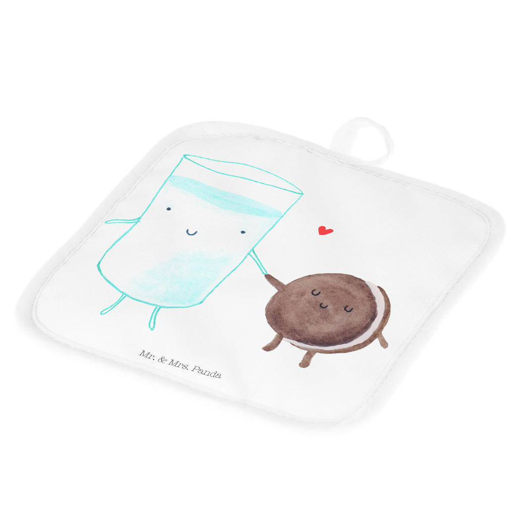 2er Set Topflappen  Milch & Keks Topflappen, Topfuntersetzer, Ofenhandschuh, Topflappen Set, Topflappen lustig, Topflappen mit Spruch, Tiermotive, Gute Laune, lustige Sprüche, Tiere, Milk, Cookie, Milch, Keks, Kekse, Kaffee, Einladung Frühstück, Motiv süß, romantisch, perfektes Paar