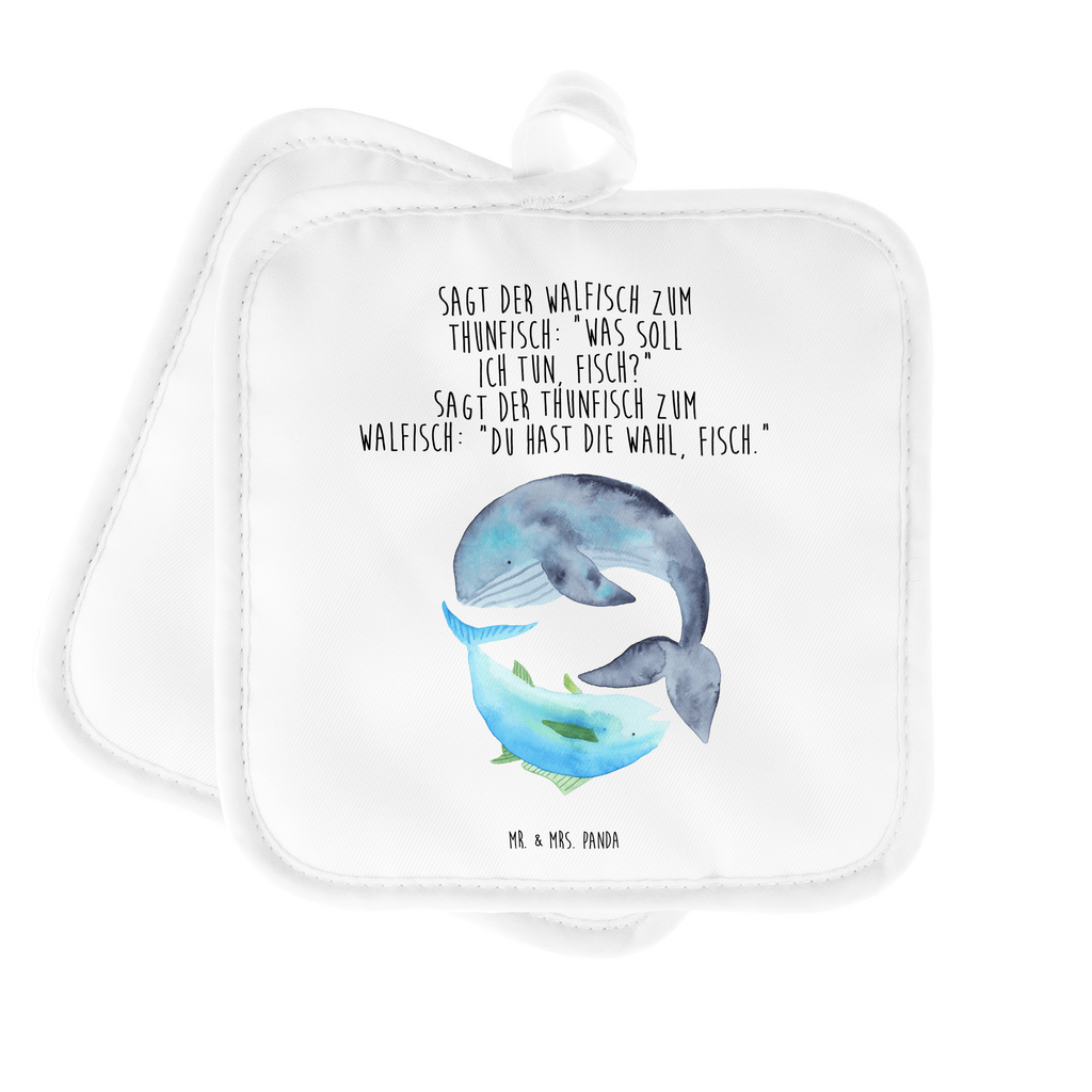 2er Set Topflappen  Walfisch & Thunfisch Topflappen, Topfuntersetzer, Ofenhandschuh, Topflappen Set, Topflappen lustig, Topflappen mit Spruch, Tiermotive, Gute Laune, lustige Sprüche, Tiere, Wal, Wahl, Tunfisch, Wortwitz lustig, Spruch lustig, Flachwitz, Witz, Spruch des Tages, Flachwitz Geschenk