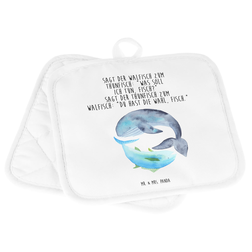2er Set Topflappen  Walfisch & Thunfisch Topflappen, Topfuntersetzer, Ofenhandschuh, Topflappen Set, Topflappen lustig, Topflappen mit Spruch, Tiermotive, Gute Laune, lustige Sprüche, Tiere, Wal, Wahl, Tunfisch, Wortwitz lustig, Spruch lustig, Flachwitz, Witz, Spruch des Tages, Flachwitz Geschenk