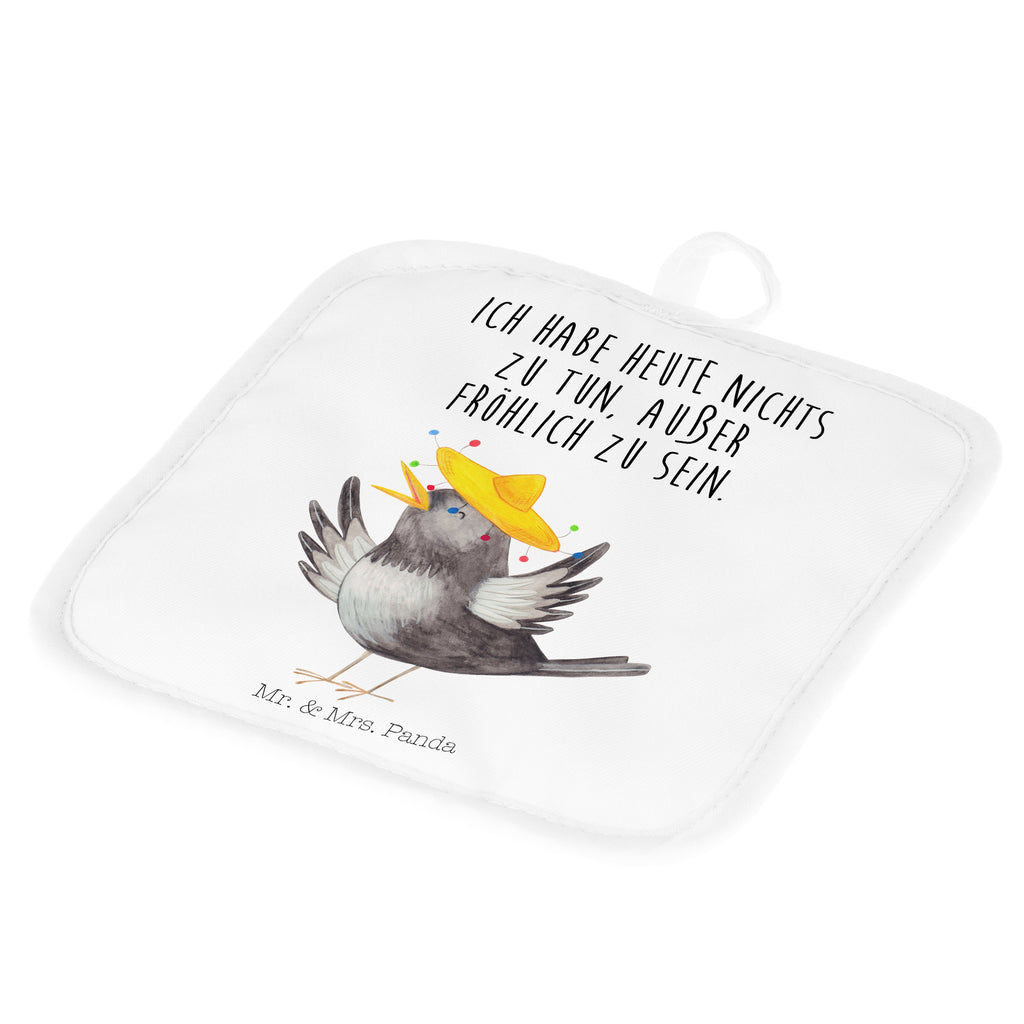 2er Set Topflappen  Rabe mit Sombrero Topflappen, Topfuntersetzer, Ofenhandschuh, Topflappen Set, Topflappen lustig, Topflappen mit Spruch, Tiermotive, Gute Laune, lustige Sprüche, Tiere, Rabe, Vogel, Vögel, Spruch positiv, fröhlich sein, glücklich sein, Glück Spruch, froh, Elster, Motivation
