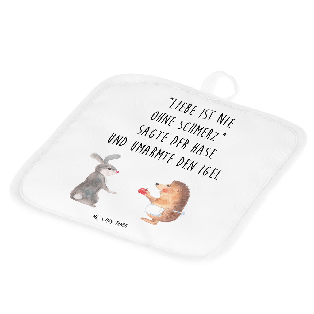 2er Set Topflappen  Liebe ist nie ohne Schmerz Topflappen, Topfuntersetzer, Ofenhandschuh, Topflappen Set, Topflappen lustig, Topflappen mit Spruch, Tiermotive, Gute Laune, lustige Sprüche, Tiere, Igel und Hase, Igel, Hase, Liebe Spruch, Liebeskummer Geschenk, Herzschmerz, Trösten, Trennungsschmerz, Spruch romantisch