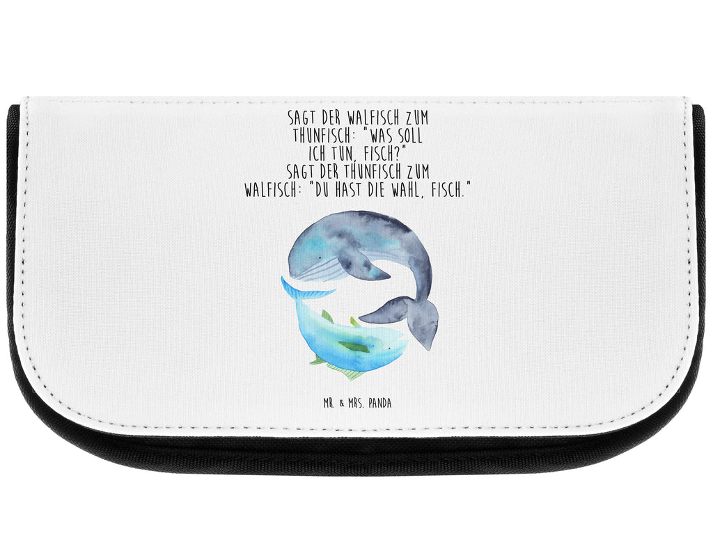 Kosmetiktasche Walfisch & Thunfisch Kosmetikbeutel, Kulturtasche, Kulturbeutel, Schminktasche, Make-Up Tasche, Tiermotive, Gute Laune, lustige Sprüche, Tiere, Wal, Wahl, Tunfisch, Wortwitz lustig, Spruch lustig, Flachwitz, Witz, Spruch des Tages, Flachwitz Geschenk