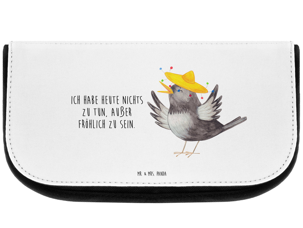 Kosmetiktasche Rabe mit Sombrero Kosmetikbeutel, Kulturtasche, Kulturbeutel, Schminktasche, Make-Up Tasche, Tiermotive, Gute Laune, lustige Sprüche, Tiere, Rabe, Vogel, Vögel, Spruch positiv, fröhlich sein, glücklich sein, Glück Spruch, froh, Elster, Motivation