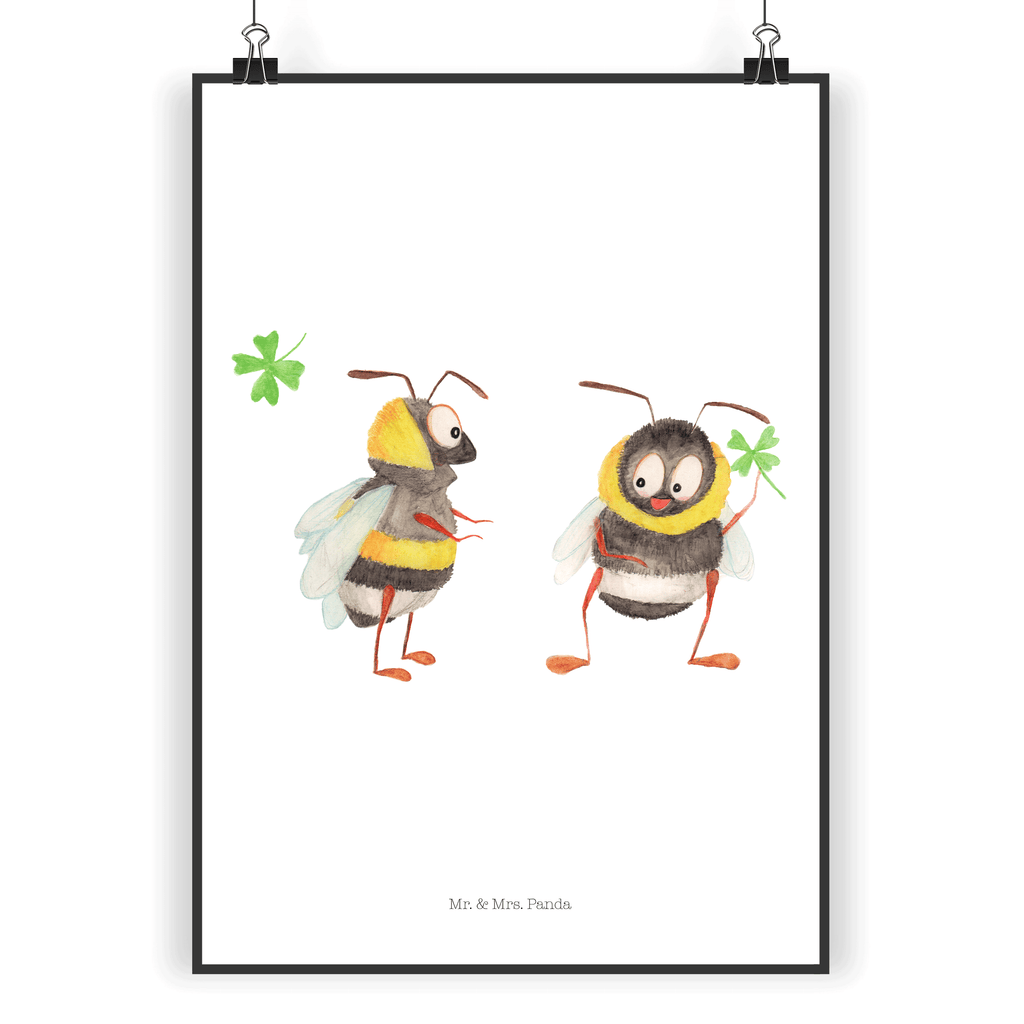 Poster Hummeln mit Kleeblatt Poster, Wandposter, Bild, Wanddeko, Küchenposter, Kinderposter, Wanddeko Bild, Raumdekoration, Wanddekoration, Handgemaltes Poster, Mr. & Mrs. Panda Poster, Designposter, Kunstdruck, Posterdruck, Tiermotive, Gute Laune, lustige Sprüche, Tiere, Hummel, Biene, Spruch positiv, Biene Deko, Spruch schön, glücklich sein, glücklich werden, Spruch fröhlich