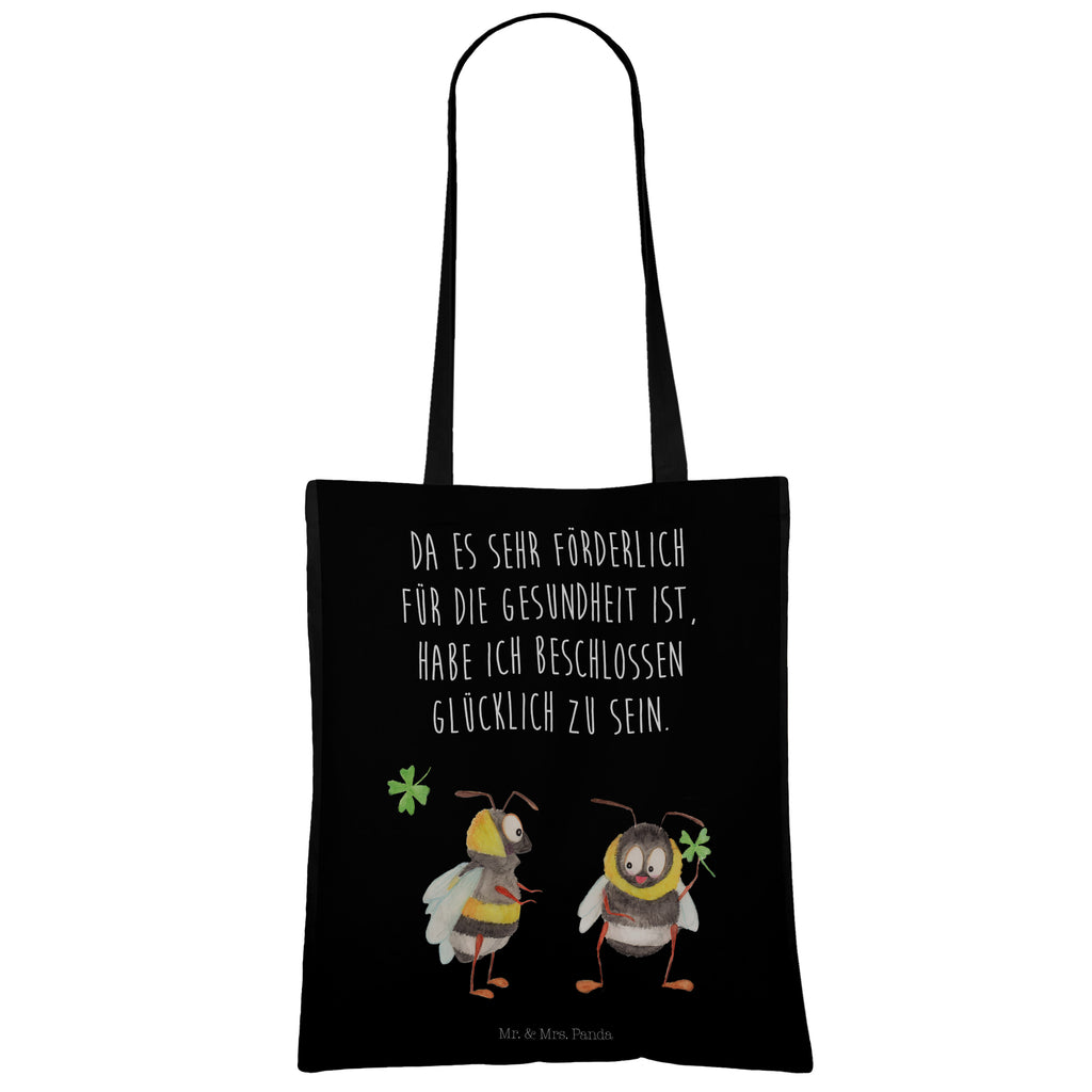 Tragetasche Hummeln mit Kleeblatt Beuteltasche, Beutel, Einkaufstasche, Jutebeutel, Stoffbeutel, Tiermotive, Gute Laune, lustige Sprüche, Tiere, Hummel, Biene, Spruch positiv, Biene Deko, Spruch schön, glücklich sein, glücklich werden, Spruch fröhlich