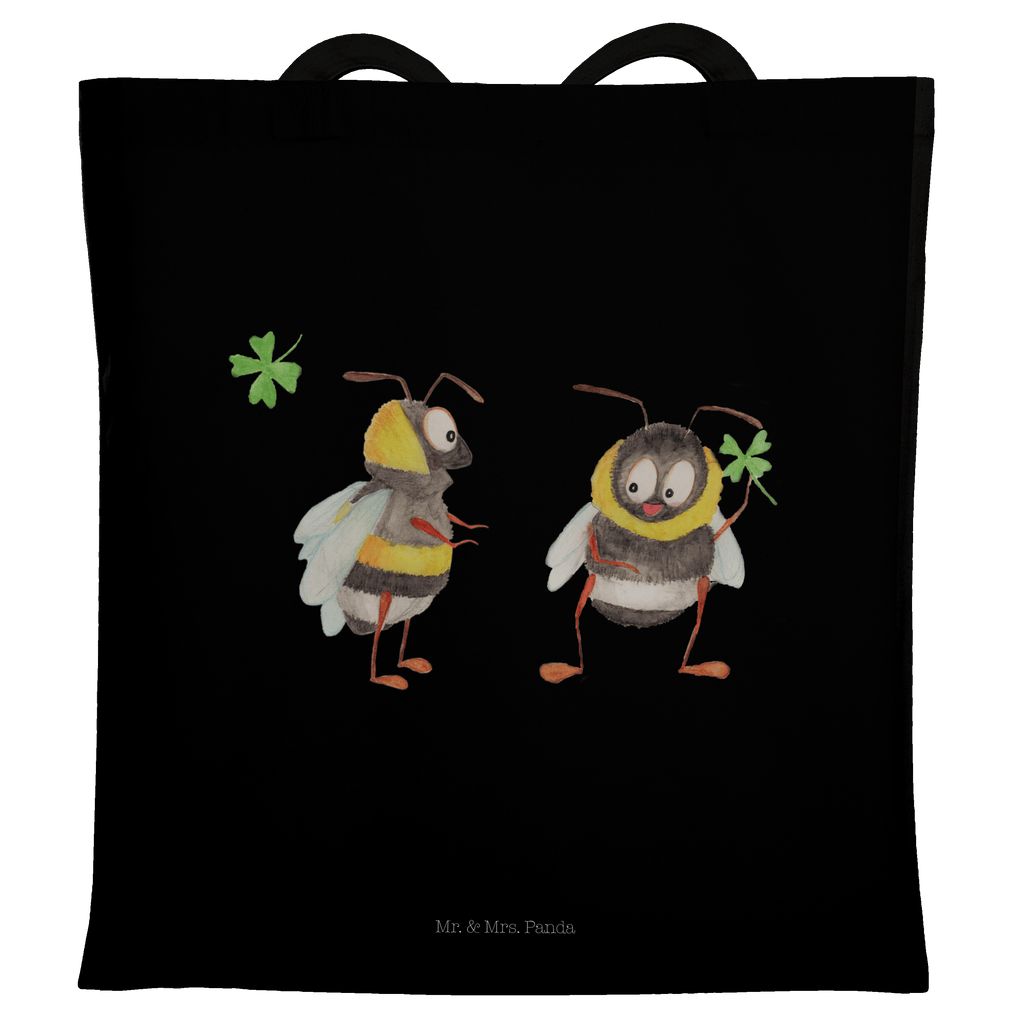 Tragetasche Hummeln mit Kleeblatt Beuteltasche, Beutel, Einkaufstasche, Jutebeutel, Stoffbeutel, Tiermotive, Gute Laune, lustige Sprüche, Tiere, Hummel, Biene, Spruch positiv, Biene Deko, Spruch schön, glücklich sein, glücklich werden, Spruch fröhlich
