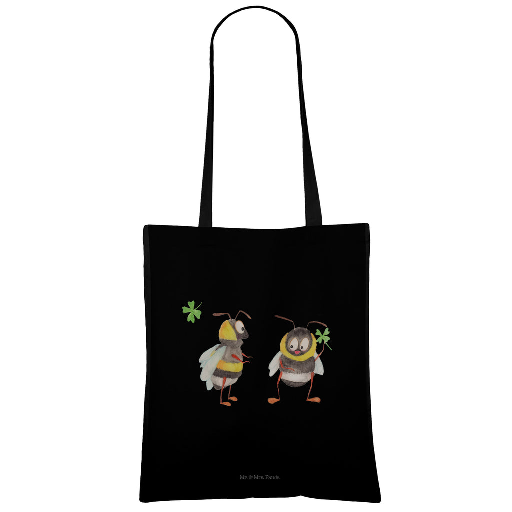 Tragetasche Hummeln mit Kleeblatt Beuteltasche, Beutel, Einkaufstasche, Jutebeutel, Stoffbeutel, Tiermotive, Gute Laune, lustige Sprüche, Tiere, Hummel, Biene, Spruch positiv, Biene Deko, Spruch schön, glücklich sein, glücklich werden, Spruch fröhlich
